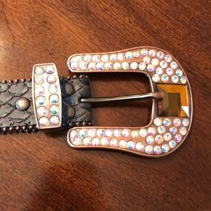 Leather/rhinestone belt